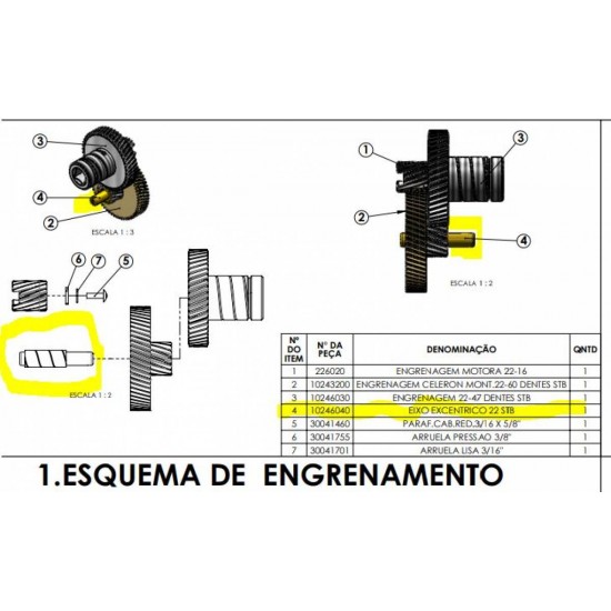 EIXO EXCENTRICO BRONZE CAF 22 STB