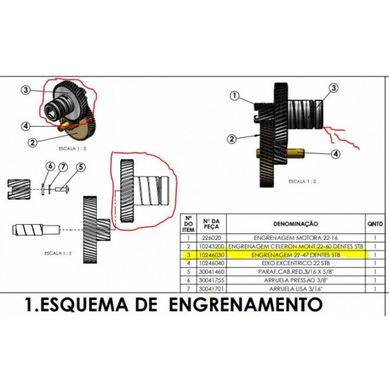 ENGRENAGEM FERRO CAF22 MODELO STB 47DENTES