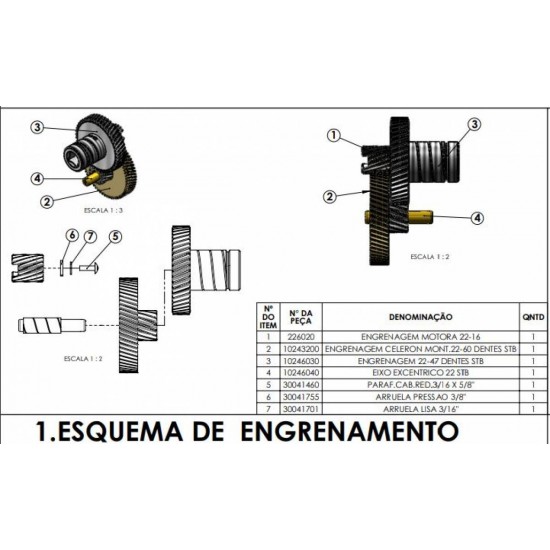 KIT ENGRENAGEM SEM BUCHA PICADOR CAF 22 TRADICIONAL